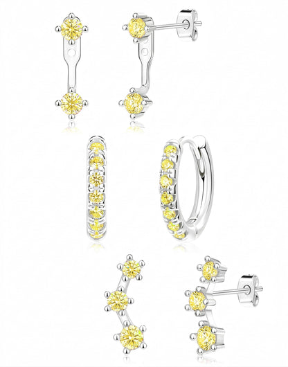 3-Pair Birthstone Hoop Earrings Set