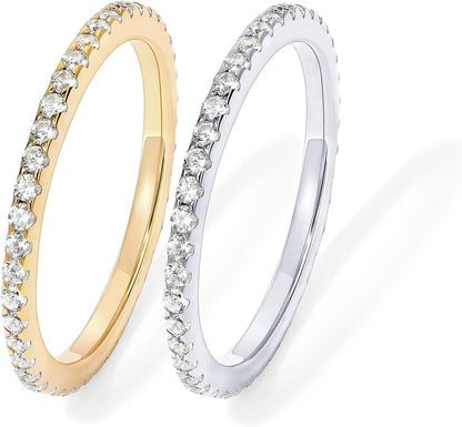 Gold-Tone Silver-Tone CZ Stackable Ring