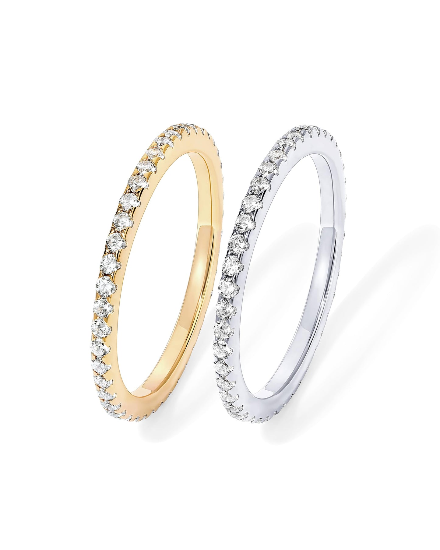 Gold-Tone Silver-Tone CZ Stackable Ring