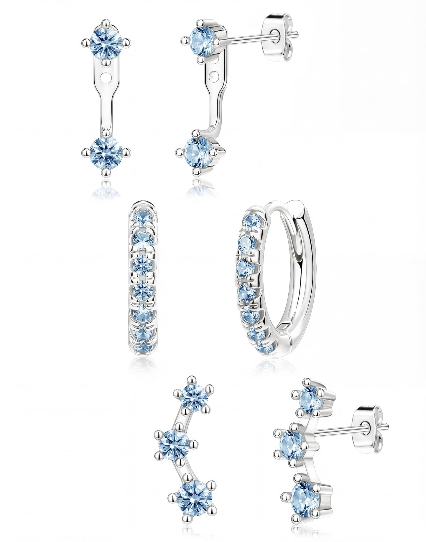 3-Pair Birthstone Hoop Earrings Set