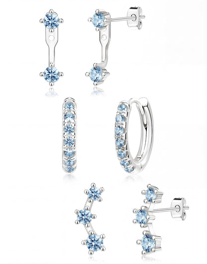 3-Pair Birthstone Hoop Earrings Set