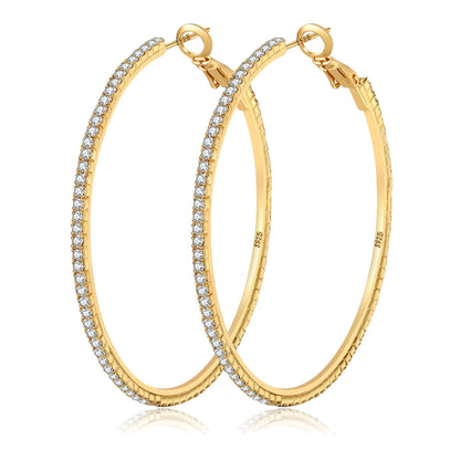 Silver-Tone Rhinestone Hoop Earrings
