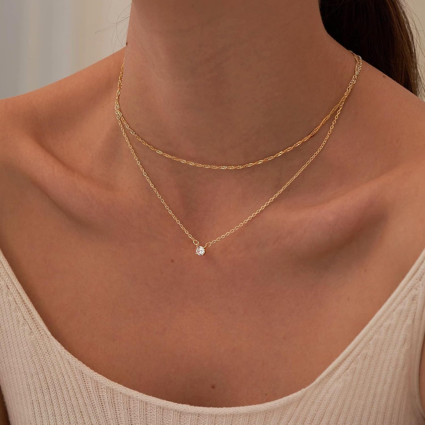 Gold-Tone Silver-Tone CZ Necklace