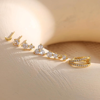 6-Pair Gold-Tone Stud Earrings Set