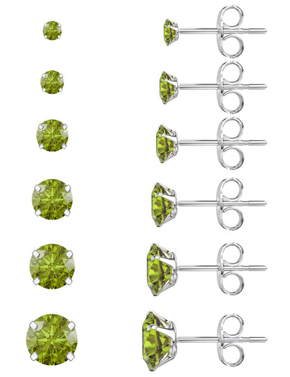 6-Pair CZ Stud Earrings Set