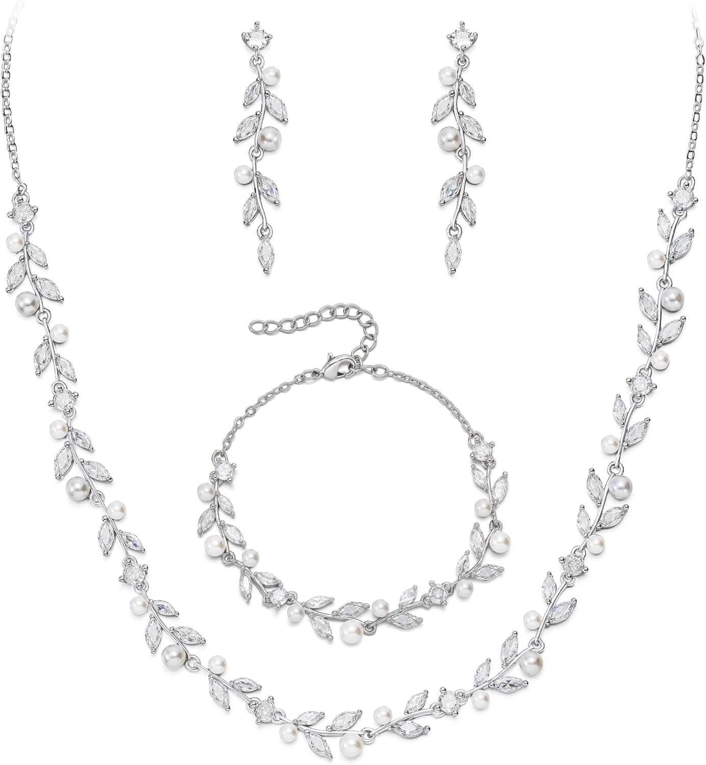 2-Piece White Pearl CZ Jewelry Set