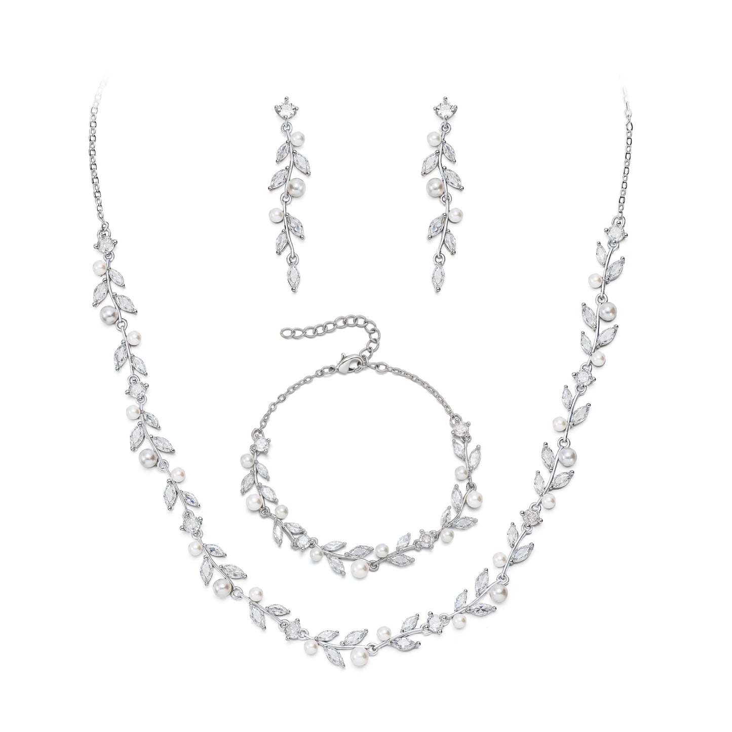 2-Piece White Pearl CZ Jewelry Set