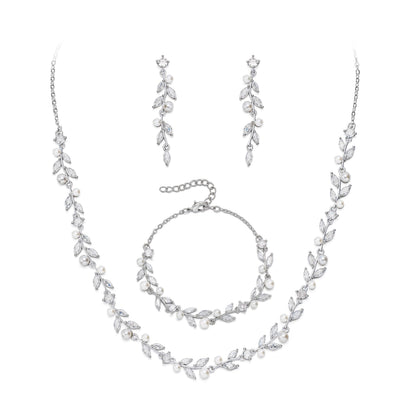 2-Piece White Pearl CZ Jewelry Set