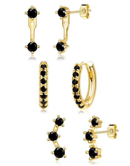 3-Pair Birthstone Hoop Earrings Set