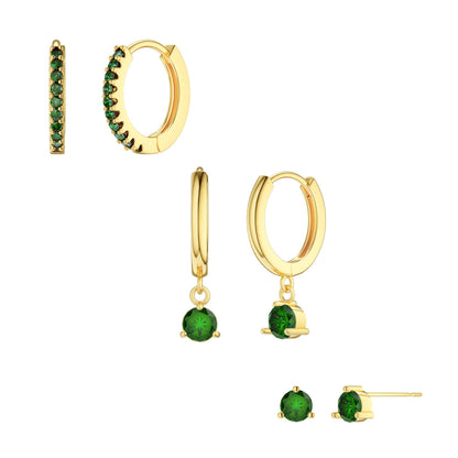 3-Pair Gold-Tone Hoop Earrings Set