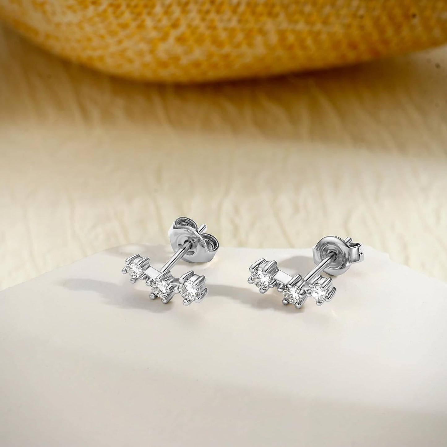 FIASASO 3 Pairs 925 Sterling Silver Hypoallergenic Earrings Set for Multiple Piercing Dainty 14K Gold Plated Stud Huggie Small Hoop Earrings for Women Trendy Cute Earring Stacks for Sensitive Ears