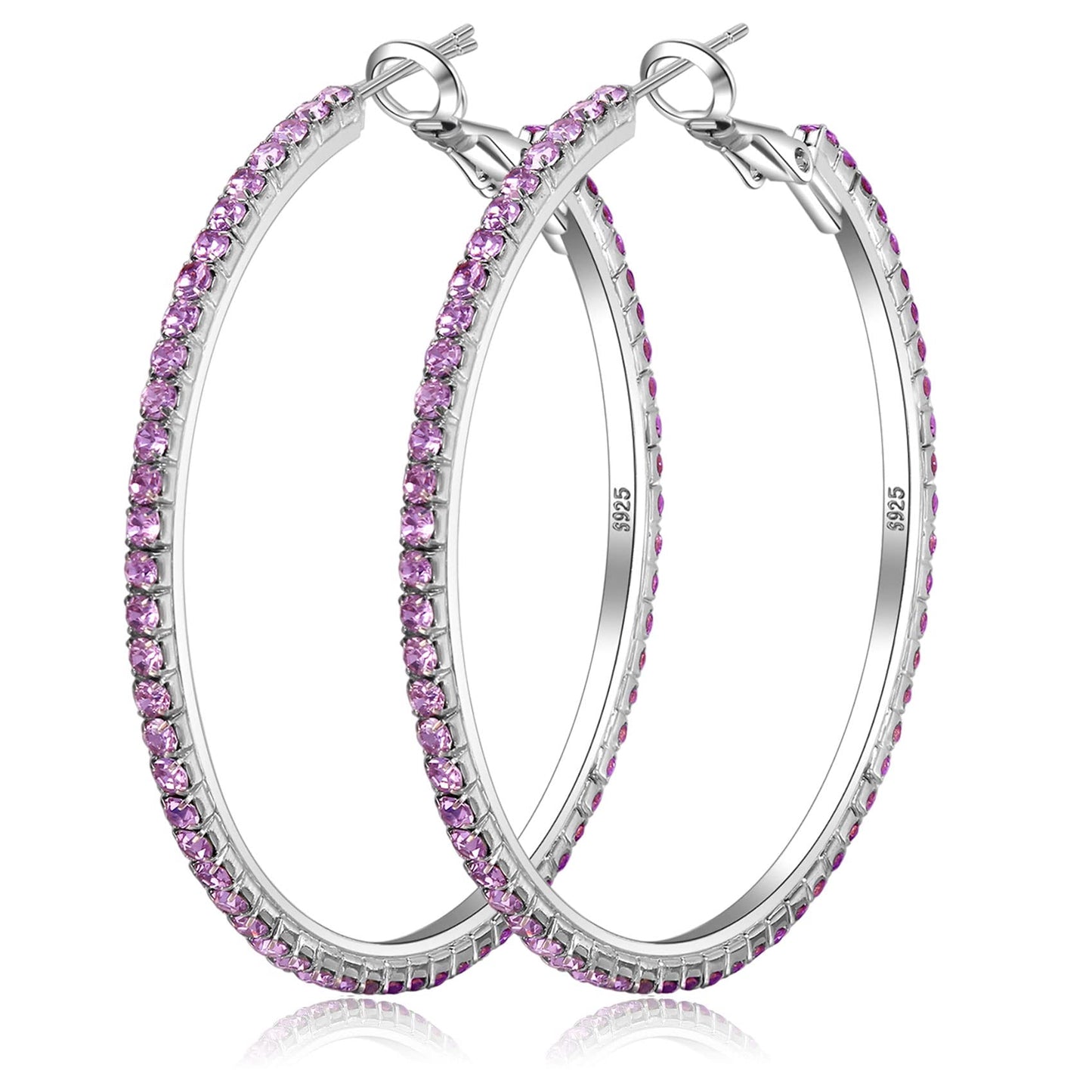 Silver-Tone Rhinestone Hoop Earrings