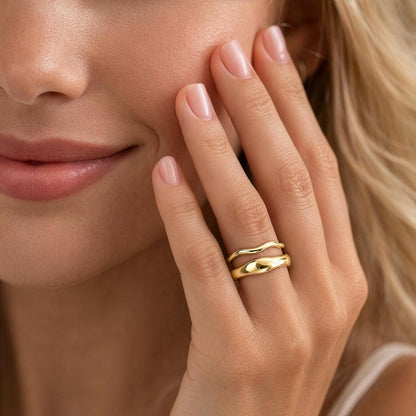 Gold-Tone Stackable Chunky Ring Set