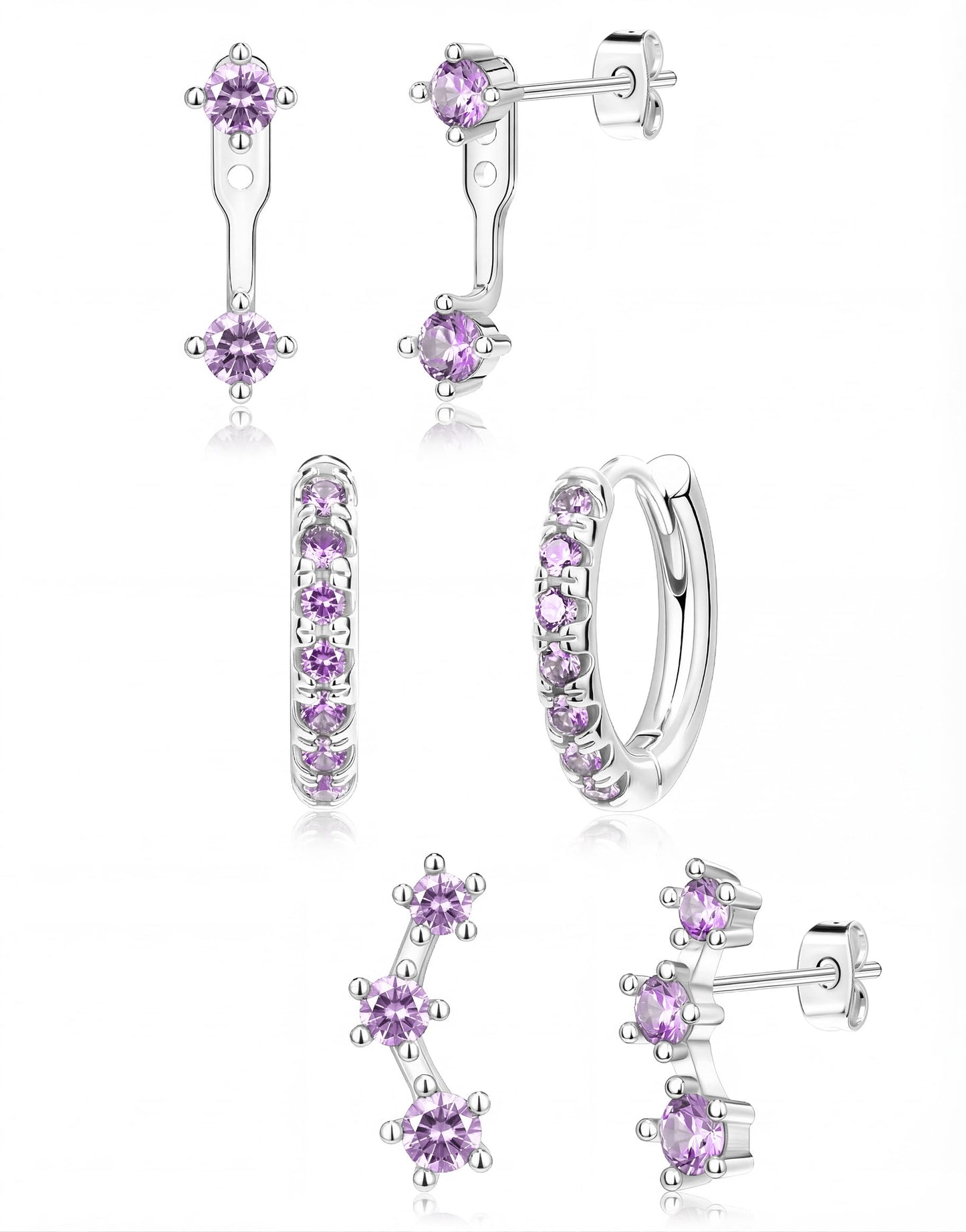 3-Pair Birthstone Hoop Earrings Set