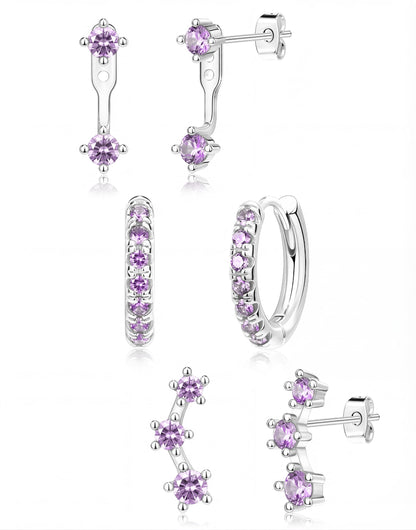 3-Pair Birthstone Hoop Earrings Set