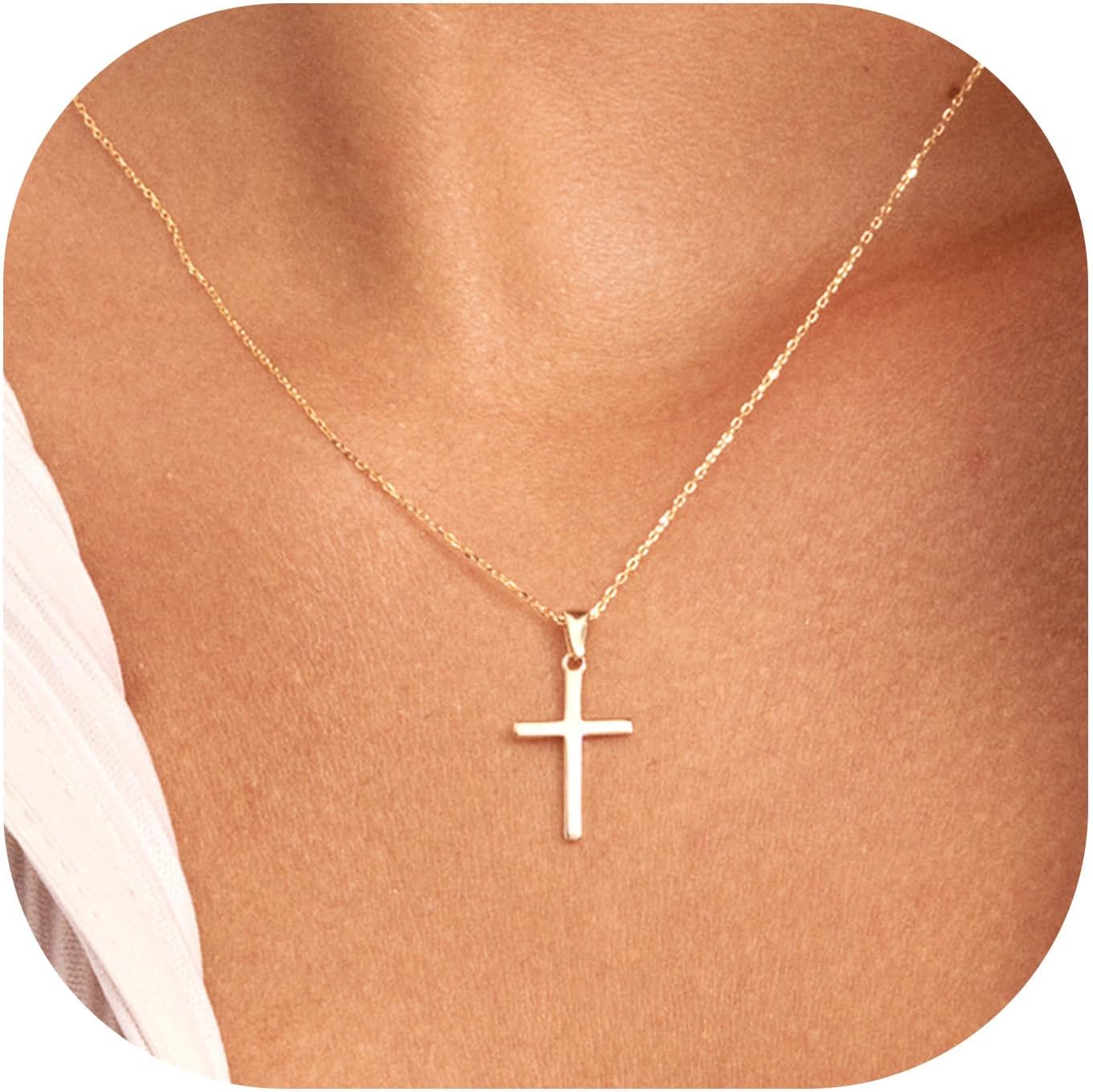 MONOZO Cross Necklace for Women，14K Gold Plated Cross Necklace Layered Gold Cross Necklace Tiny Sideway Cross Choker Necklace Gold Cross Necklaces for Women Trendy Gold Jewelry Gifts for Women Trendy