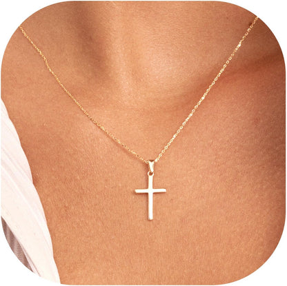 MONOZO Cross Necklace for Women，14K Gold Plated Cross Necklace Layered Gold Cross Necklace Tiny Sideway Cross Choker Necklace Gold Cross Necklaces for Women Trendy Gold Jewelry Gifts for Women Trendy