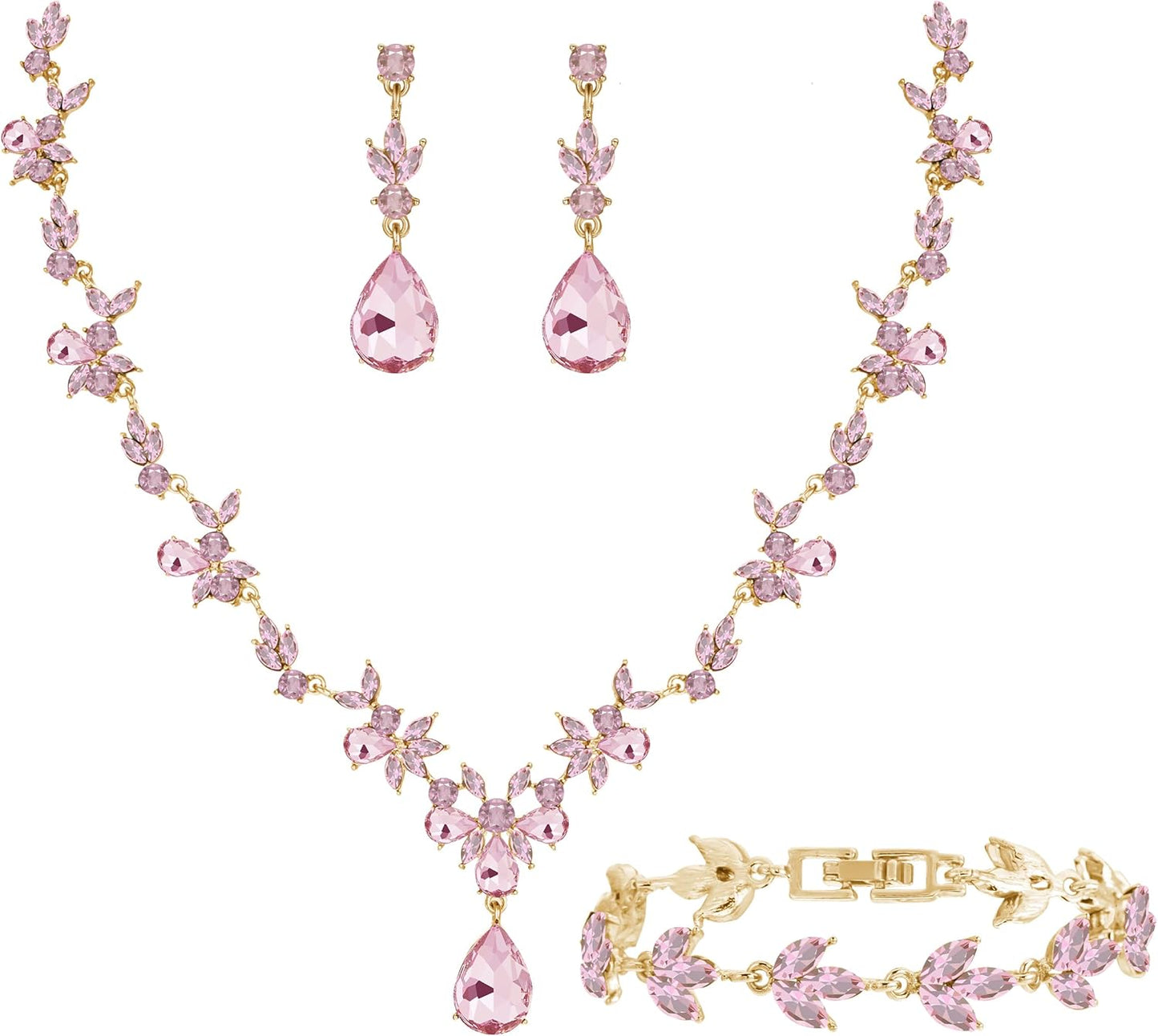 3-Piece Crystal Flower Jewelry Set