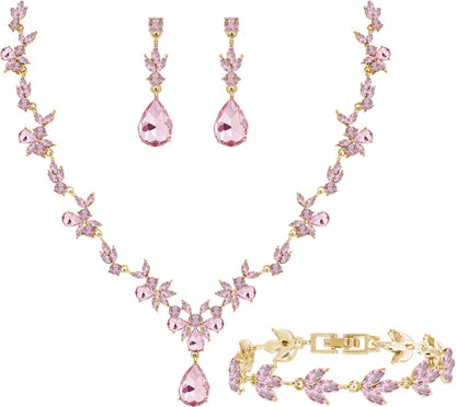 3-Piece Crystal Flower Jewelry Set