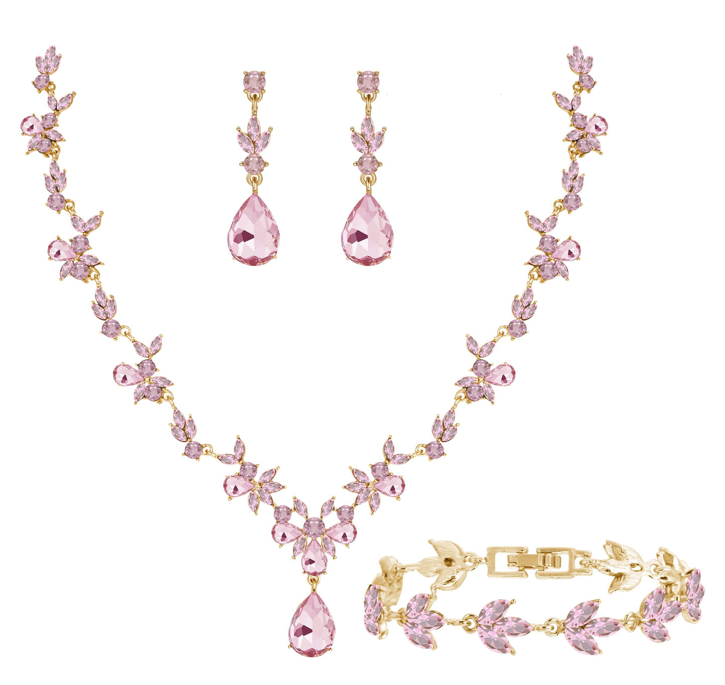 3-Piece Crystal Flower Jewelry Set
