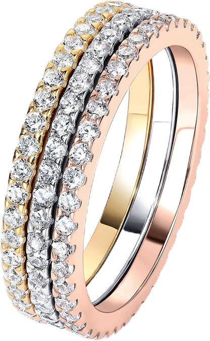 Gold-Tone Silver-Tone CZ Stackable Ring