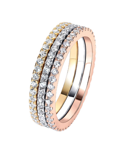 Gold-Tone Silver-Tone CZ Stackable Ring