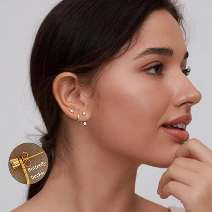 6-Pair Gold-Tone Stud Earrings Set