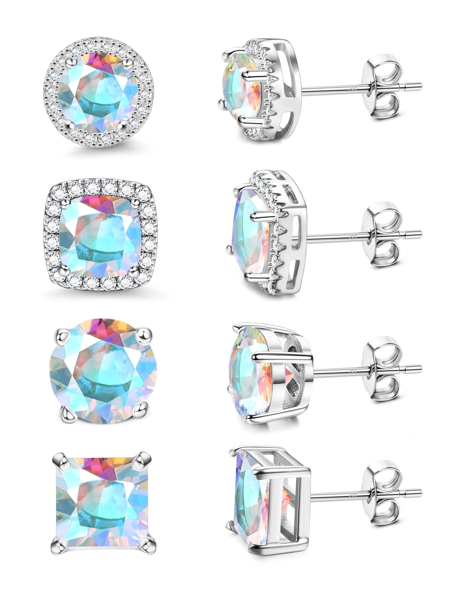 Gold-Tone Silver-Tone CZ Stud Earrings
