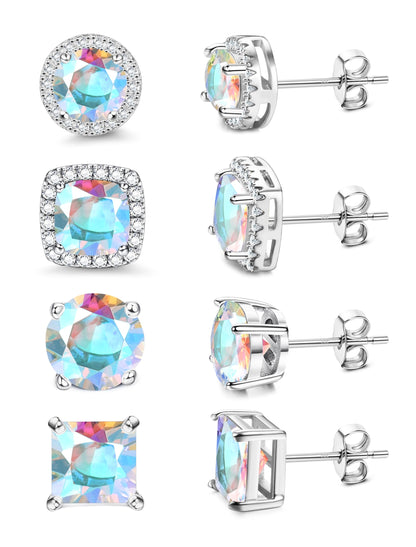 Gold-Tone Silver-Tone CZ Stud Earrings