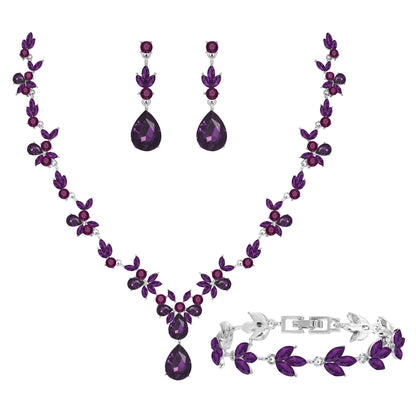3-Piece Crystal Flower Jewelry Set