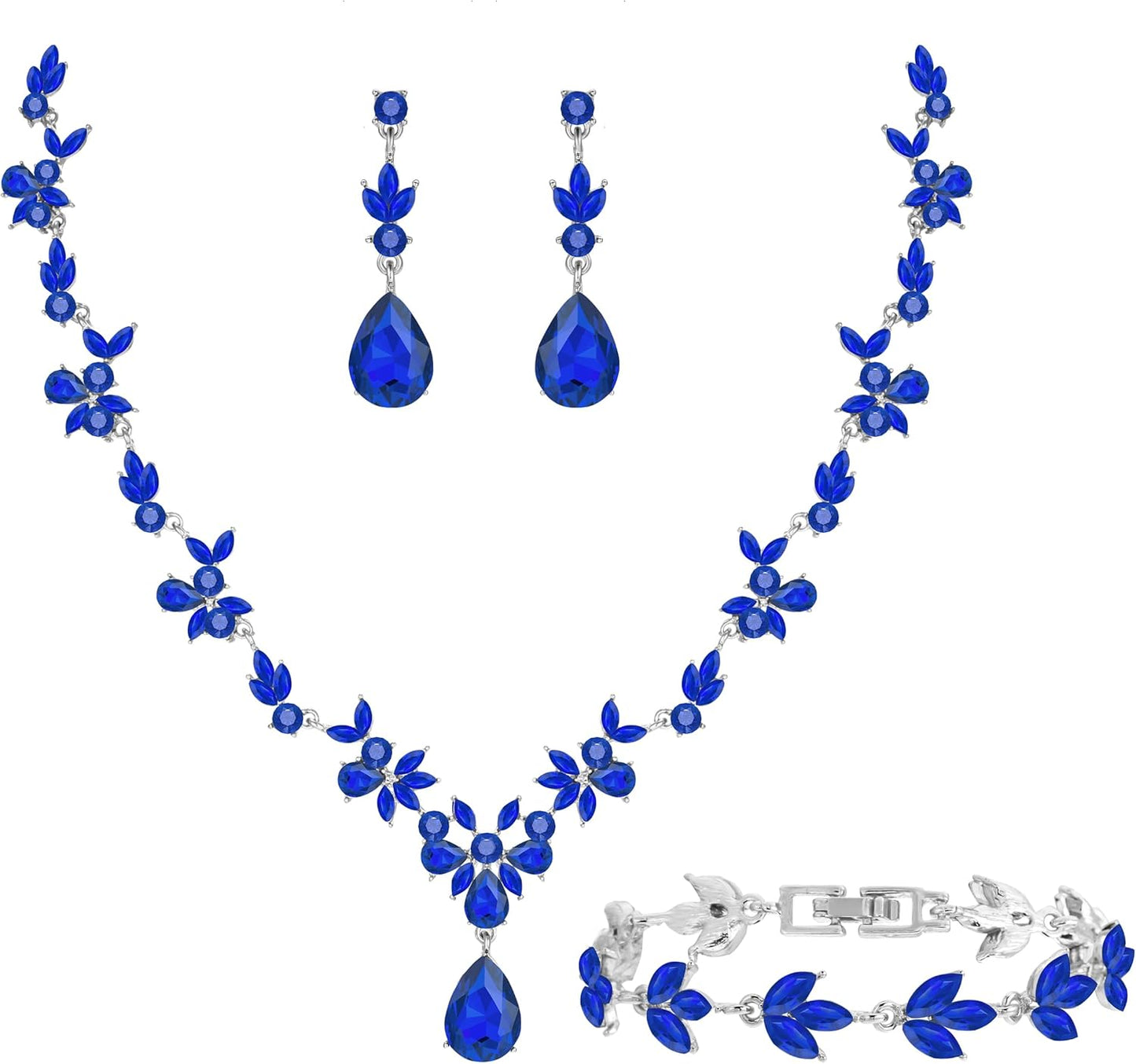 3-Piece Crystal Flower Jewelry Set