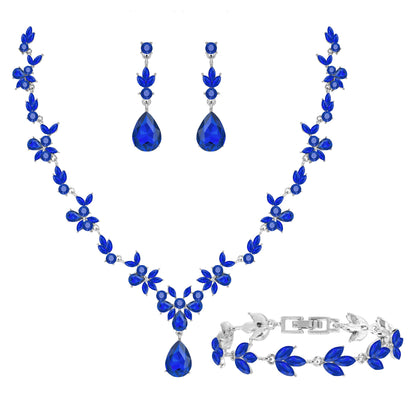 3-Piece Crystal Flower Jewelry Set
