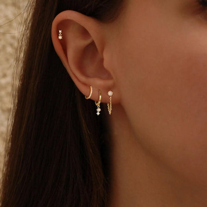 Gold-Tone Pearl Stackable Drop Earrings