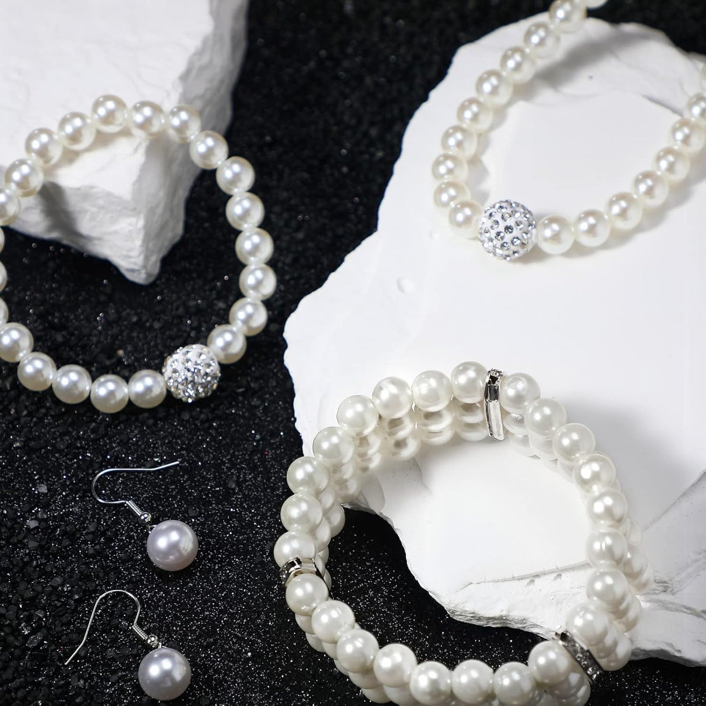 3-Piece Pearl Rhinestone Jewelry Set