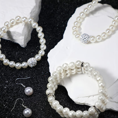 3-Piece Pearl Rhinestone Jewelry Set