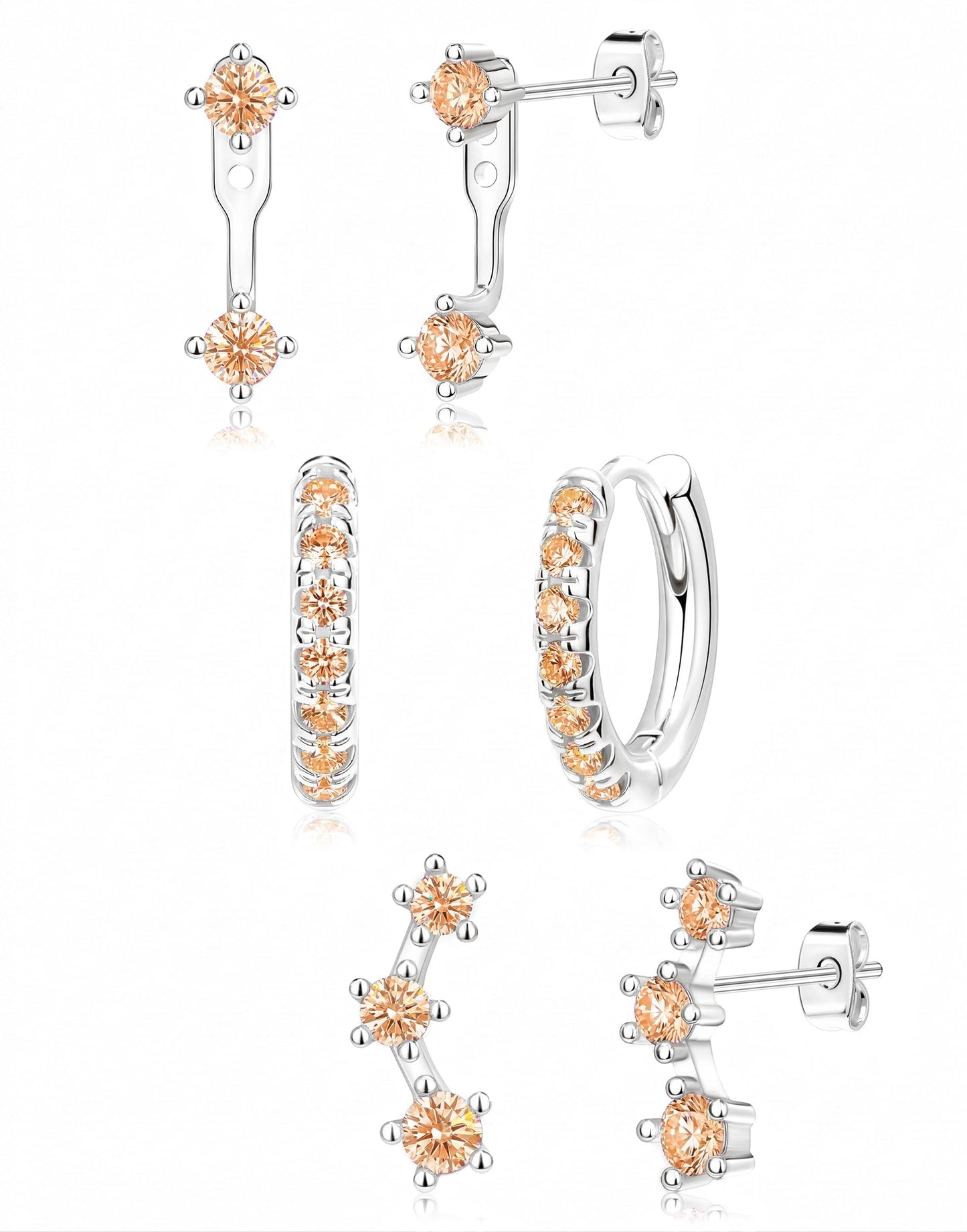 3-Pair Birthstone Hoop Earrings Set