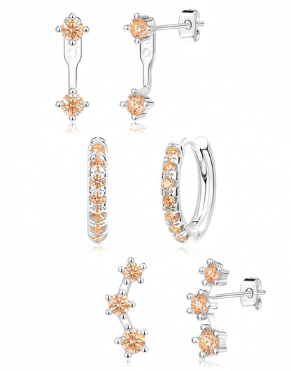3-Pair Birthstone Hoop Earrings Set