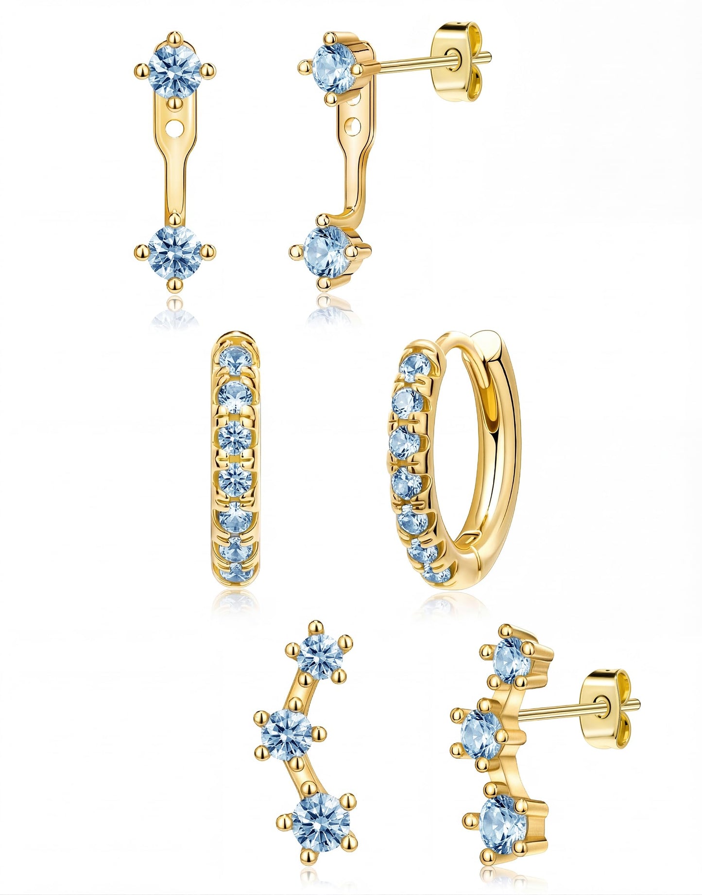 3-Pair Birthstone Hoop Earrings Set