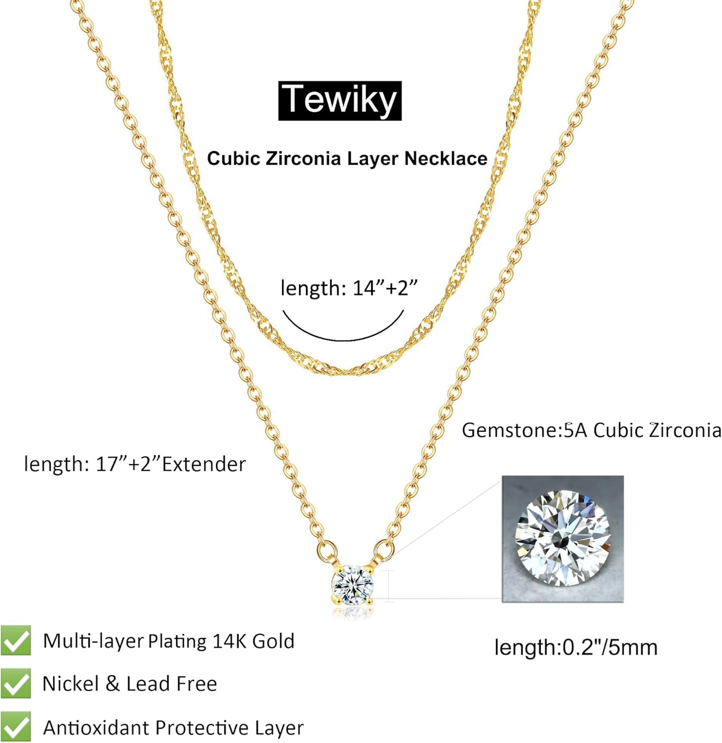 Gold-Tone Silver-Tone CZ Necklace