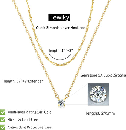Gold-Tone Silver-Tone CZ Necklace