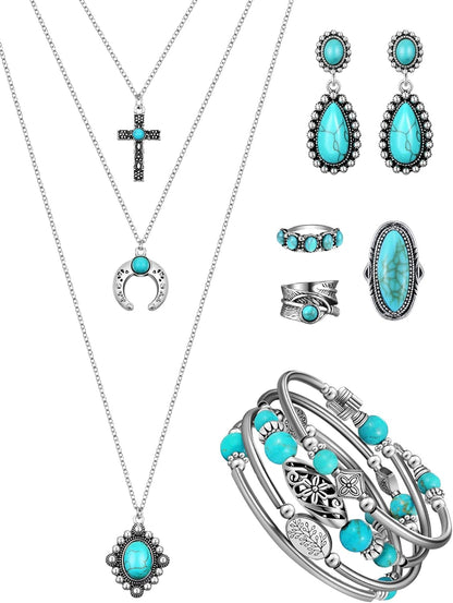 Turquoise Boho Jewelry Set