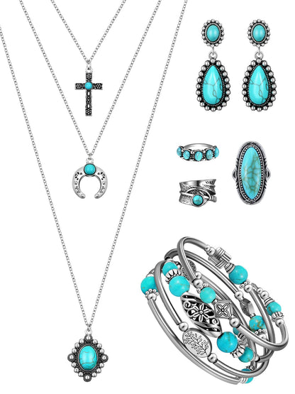 Turquoise Boho Jewelry Set