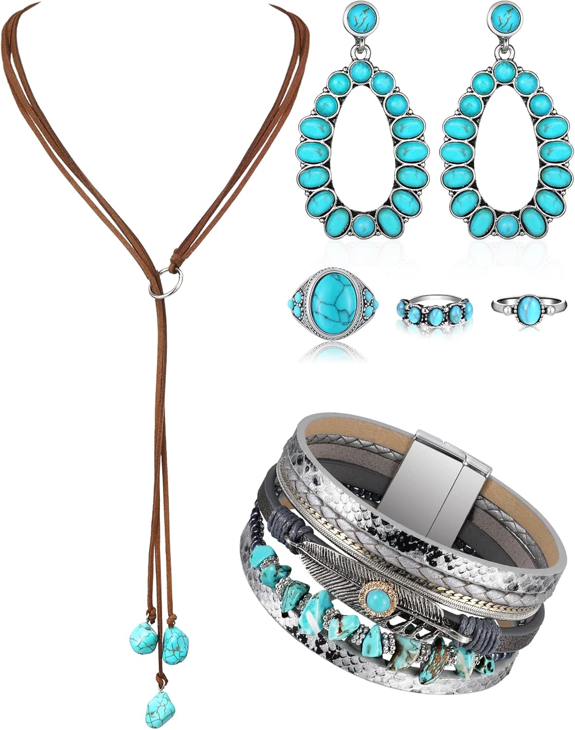 Turquoise Boho Jewelry Set