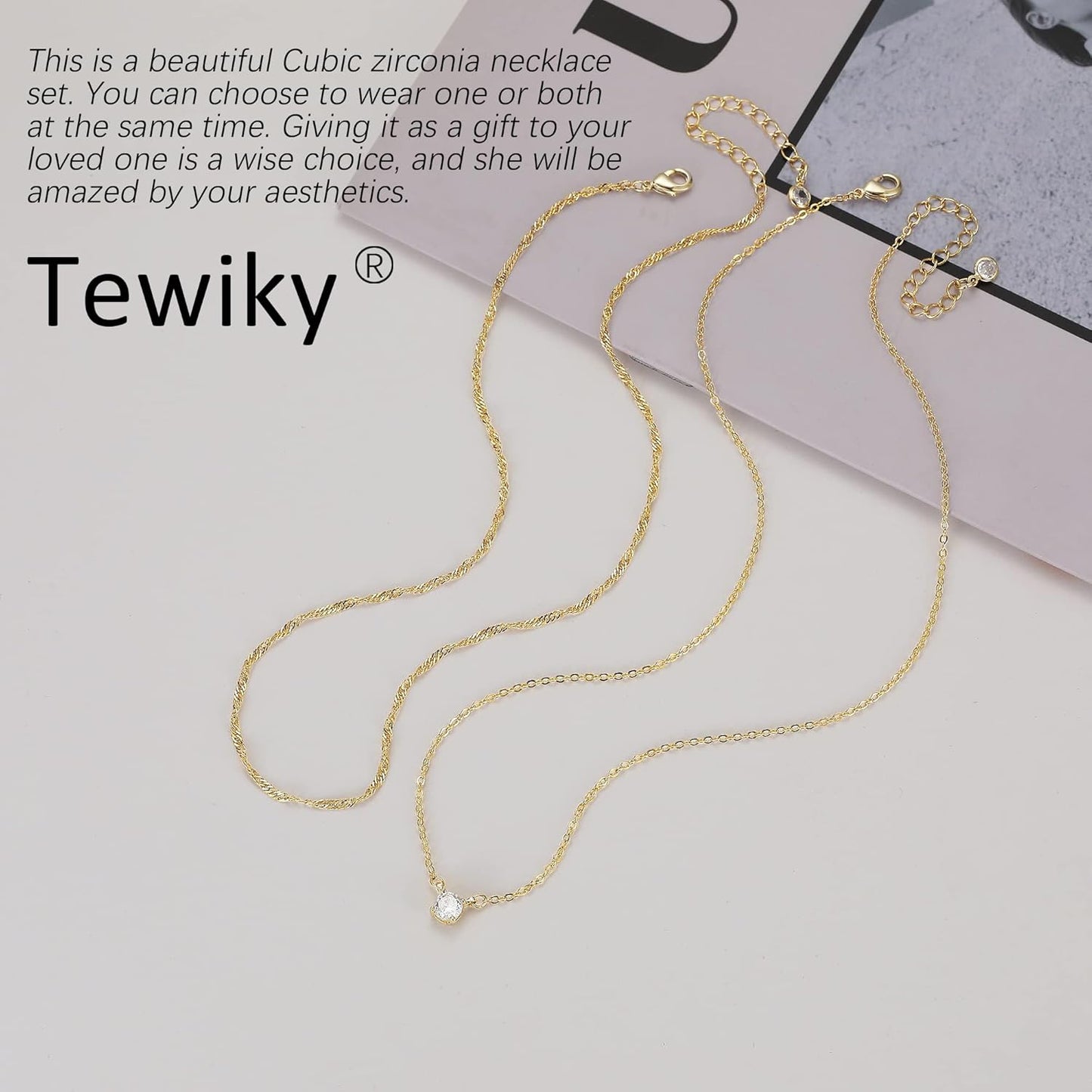 Gold-Tone Silver-Tone CZ Necklace