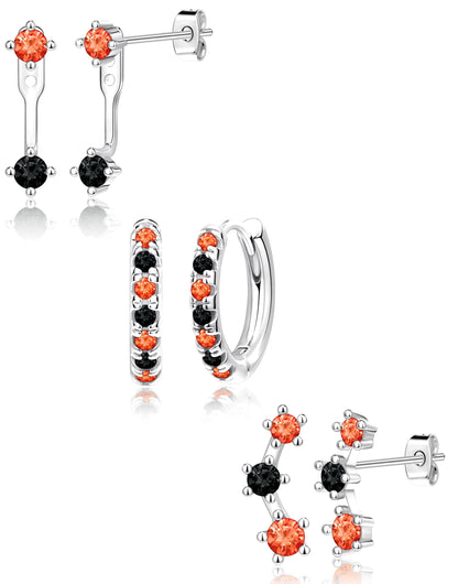 3-Pair Birthstone Hoop Earrings Set