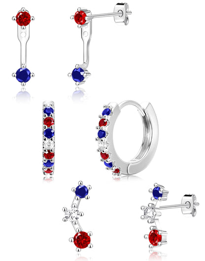 3-Pair Birthstone Hoop Earrings Set