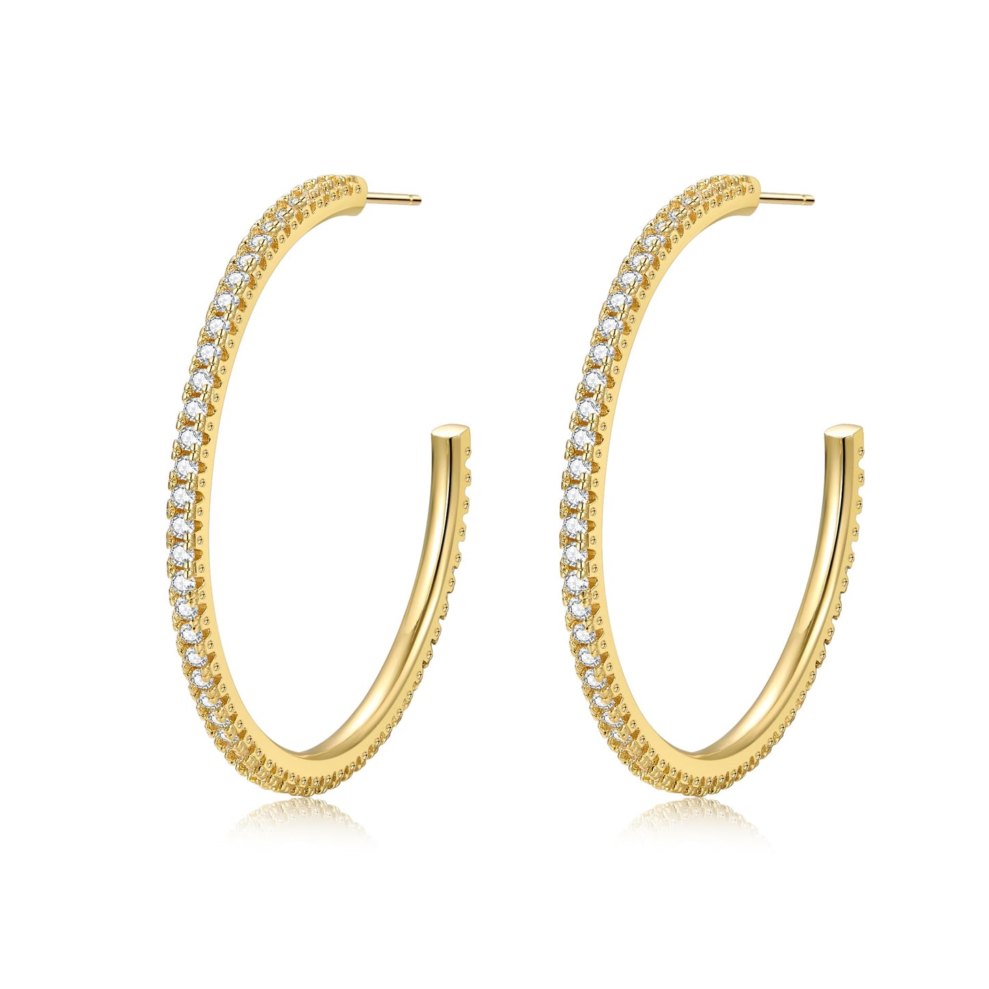 Silver-Tone Rhinestone Hoop Earrings