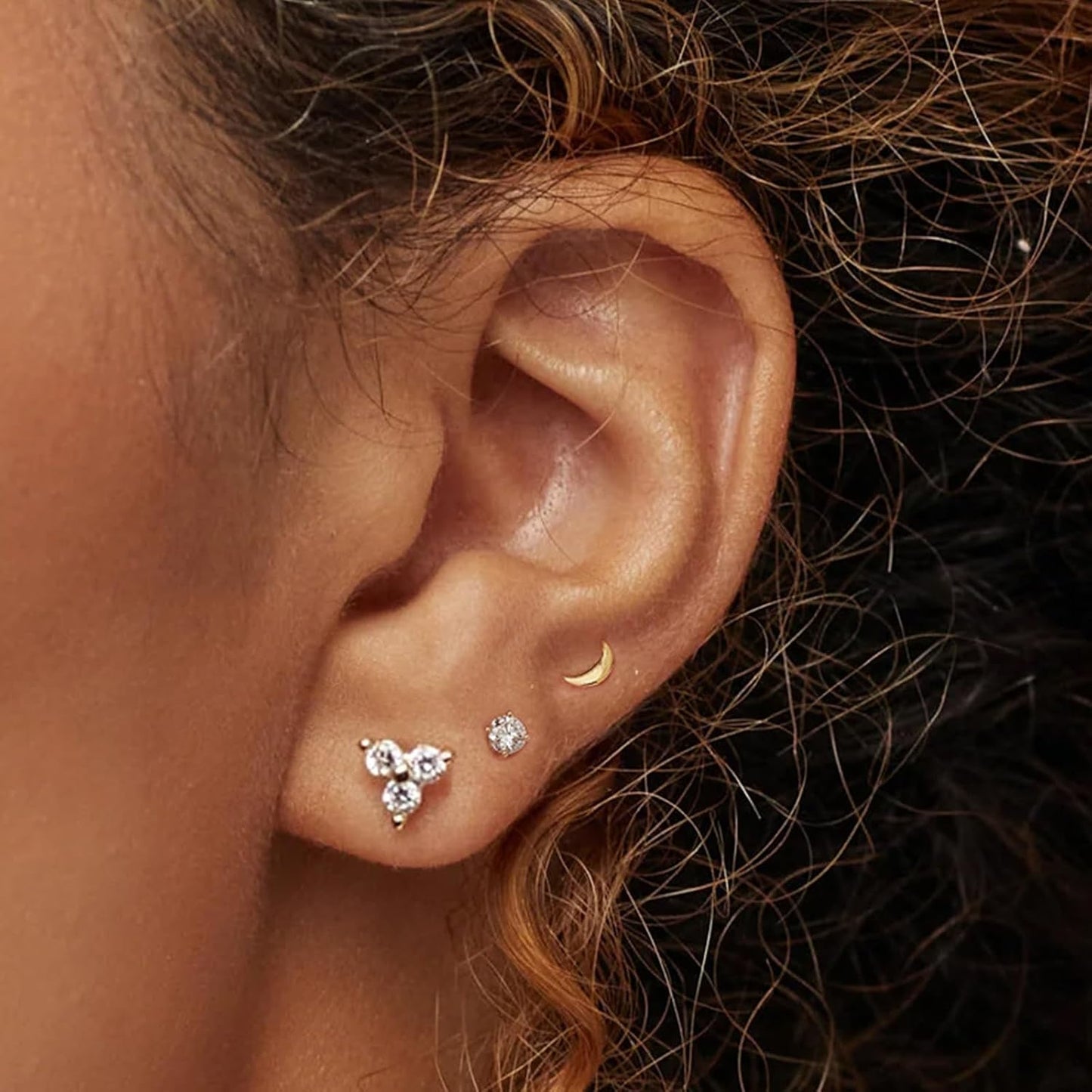 6-Pair Gold-Tone Stud Earrings Set