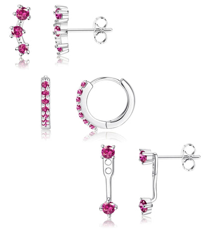 3-Pair Gold-Tone Silver-Tone Stud Earrings Set
