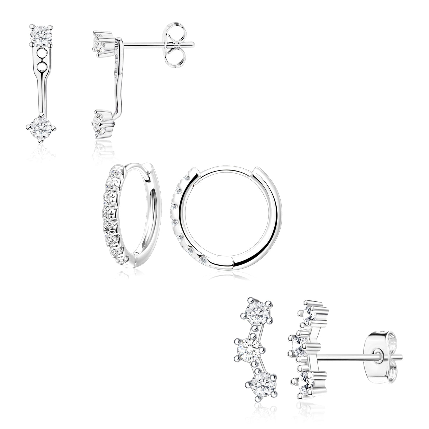 3-Pair Birthstone Hoop Earrings Set